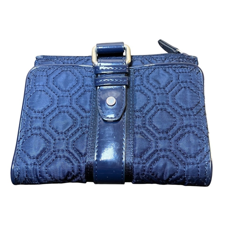 Vera Bradley Navy Quilted Wallet Compact Bifold Snap Closure